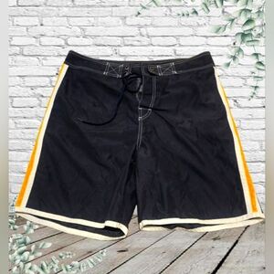 Old Navy Blue Board Shorts with Yellow Stripes. Size Large.